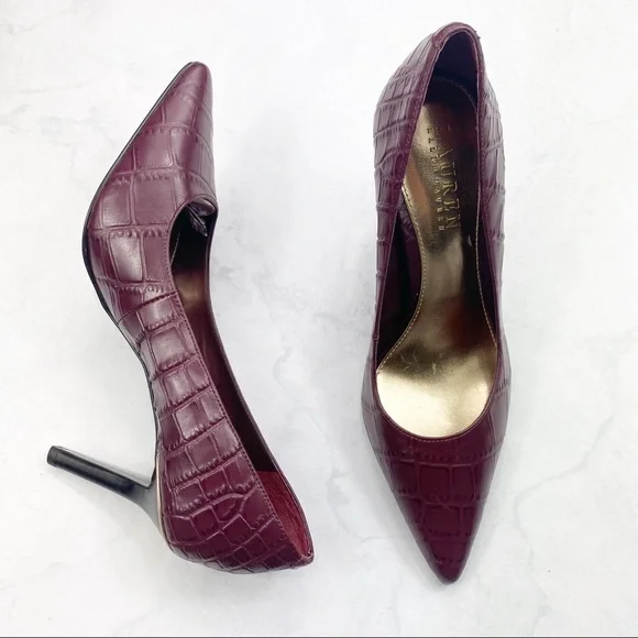 [LRL] Burgundy Leather Pointed Toe Heels
